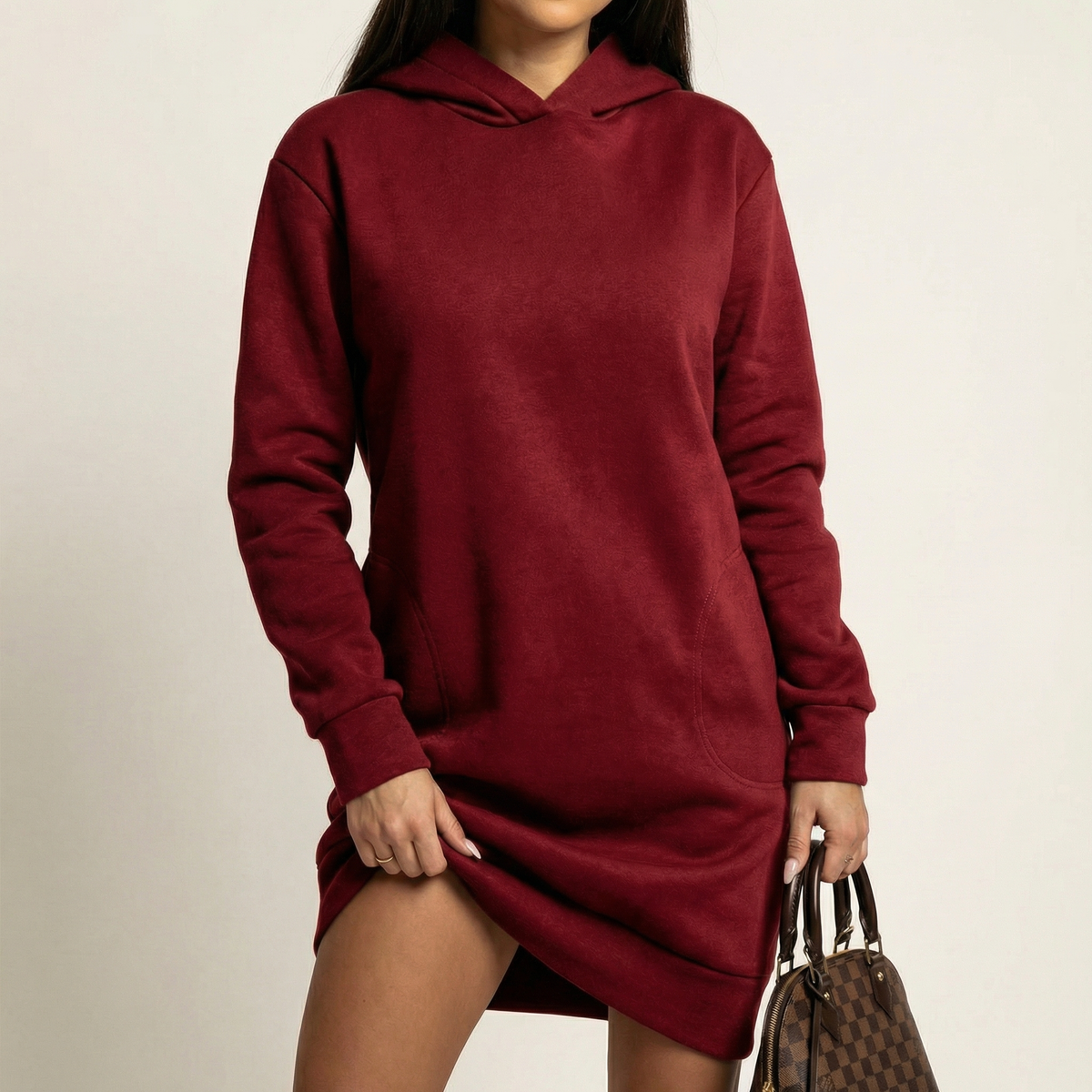 Women's Oversized Long-Sleeve Hoodie Mini Winter Dress