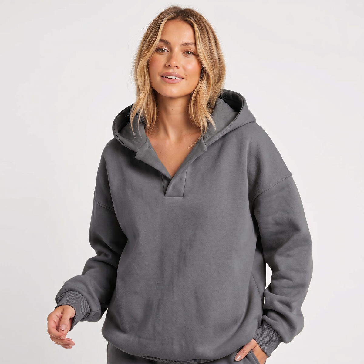 Women's Oversized Soft Fleece V-Notch Winter Sweater