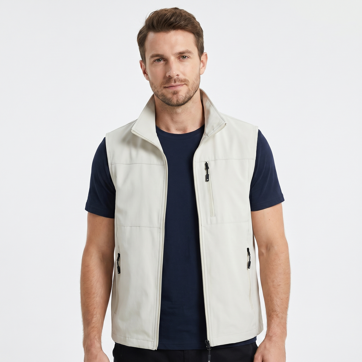 Gilet Leggero da Uomo – Collo Coreano con Zip Utility