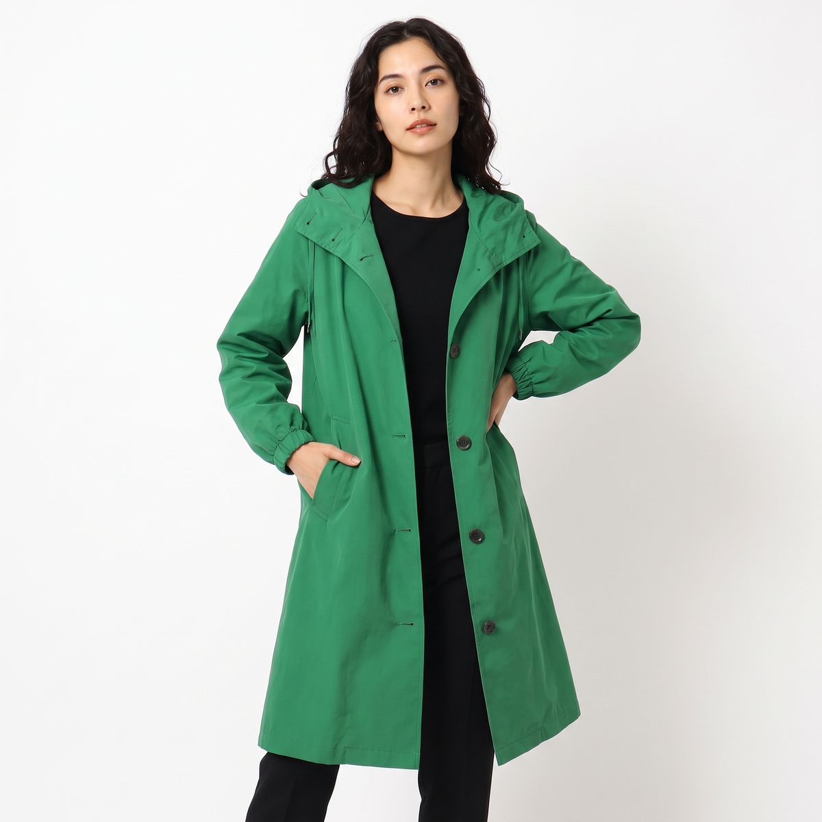 Women's Oversized Hooded Trench Coat Button Front Longline Jacket