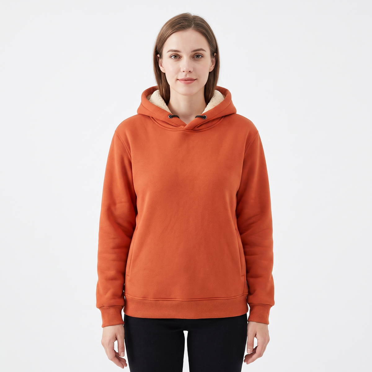 Unisex Fleece Lined Winter Hoodie Thick Lambswool Warm Pullover