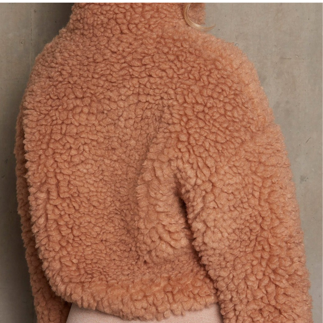 Women's Cropped Oversized Plush Sherpa Teddy Bomber Autumn Jacket