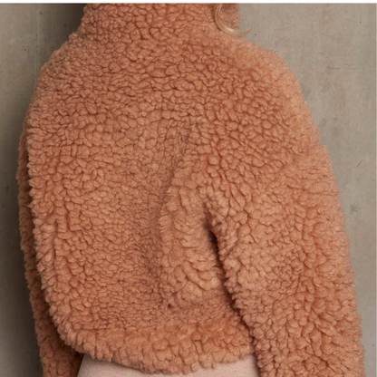 Women's Cropped Oversized Plush Sherpa Teddy Bomber Autumn Jacket