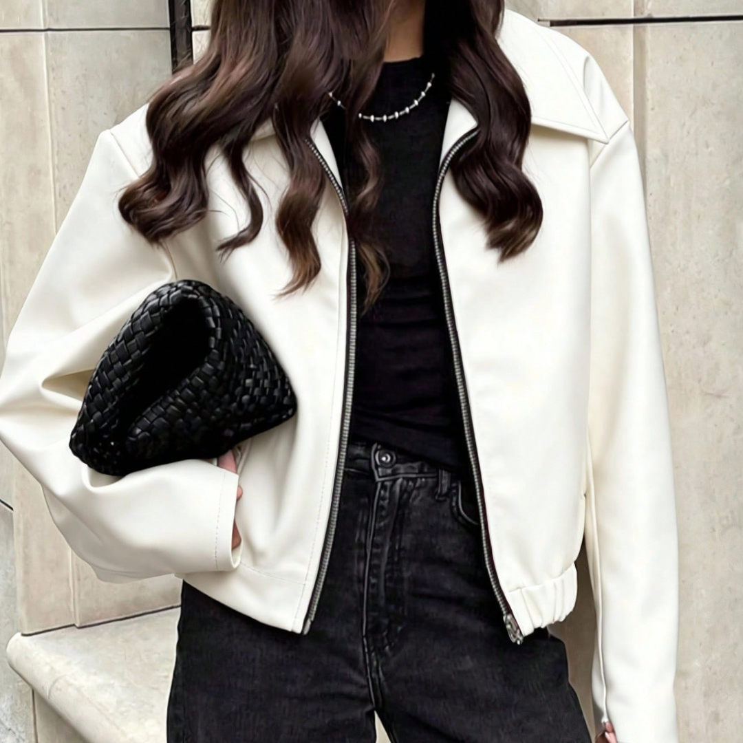 Women's Faux Leather Oversized Bomber Autumn Jacket