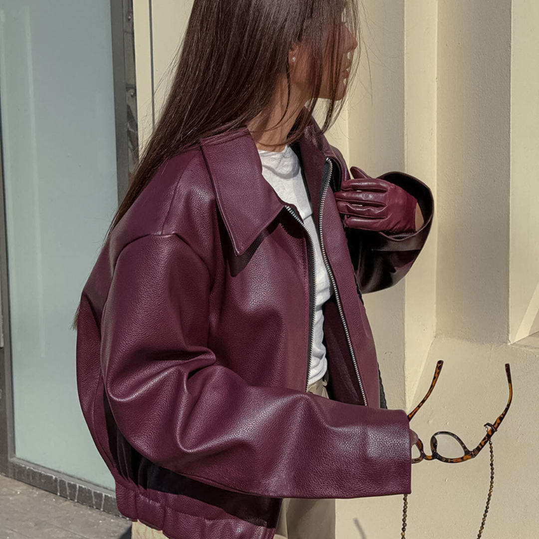 Women's Faux Leather Oversized Bomber Autumn Jacket