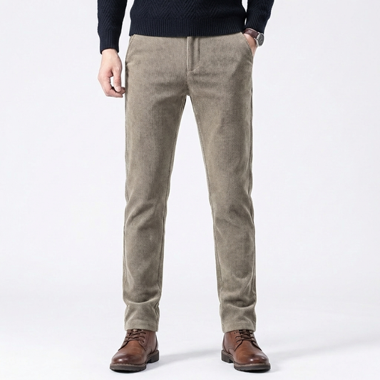 Pantaloni Invernali da Uomo in Velluto a Coste Elasticizzato Vestibilità Slim Gamba Dritta