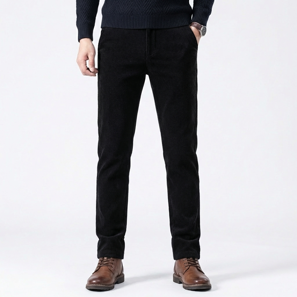 Pantaloni Invernali da Uomo in Velluto a Coste Elasticizzato Vestibilità Slim Gamba Dritta