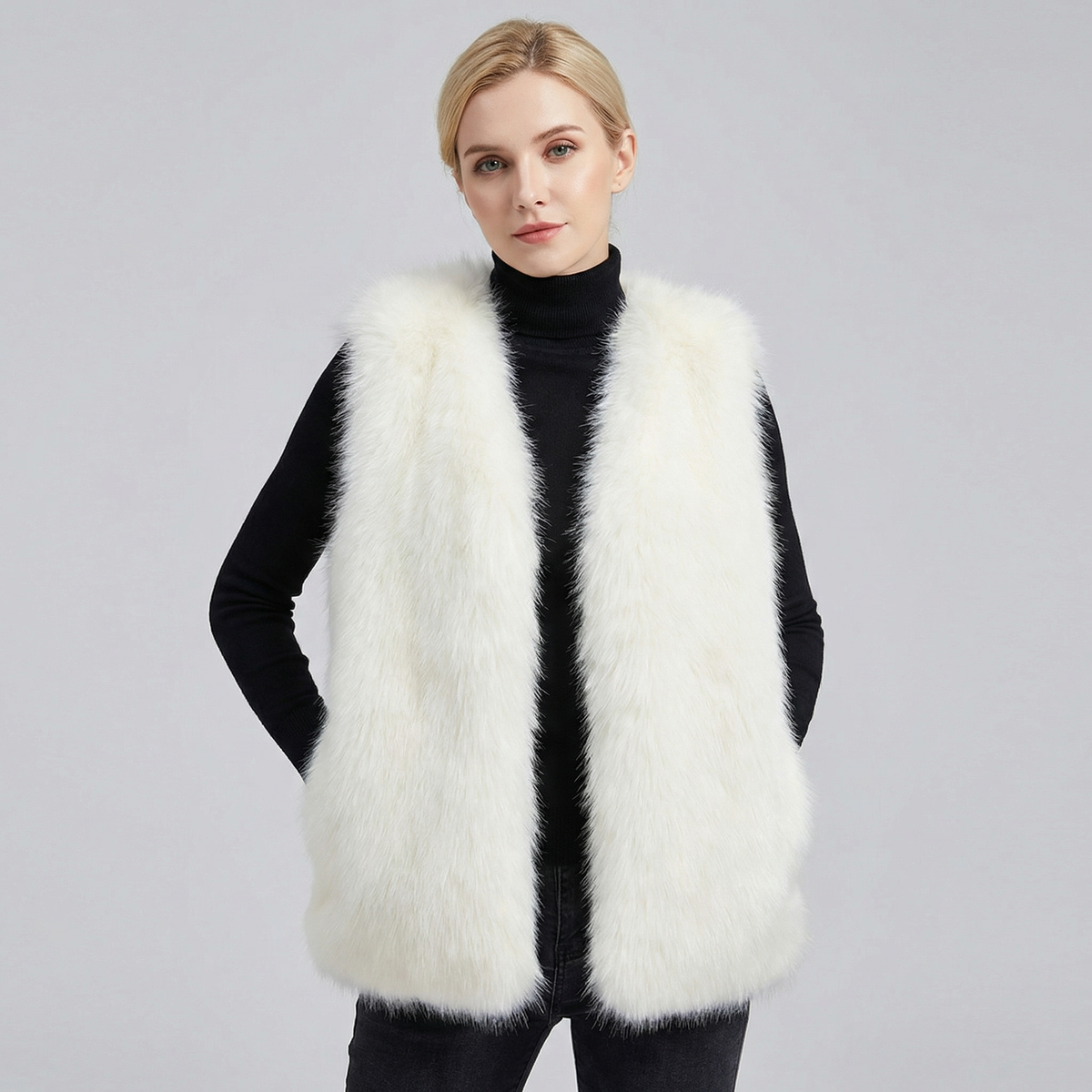 Women's Faux-Fur Sleeveless Fluffy Warm Shoulder Winter Gilet