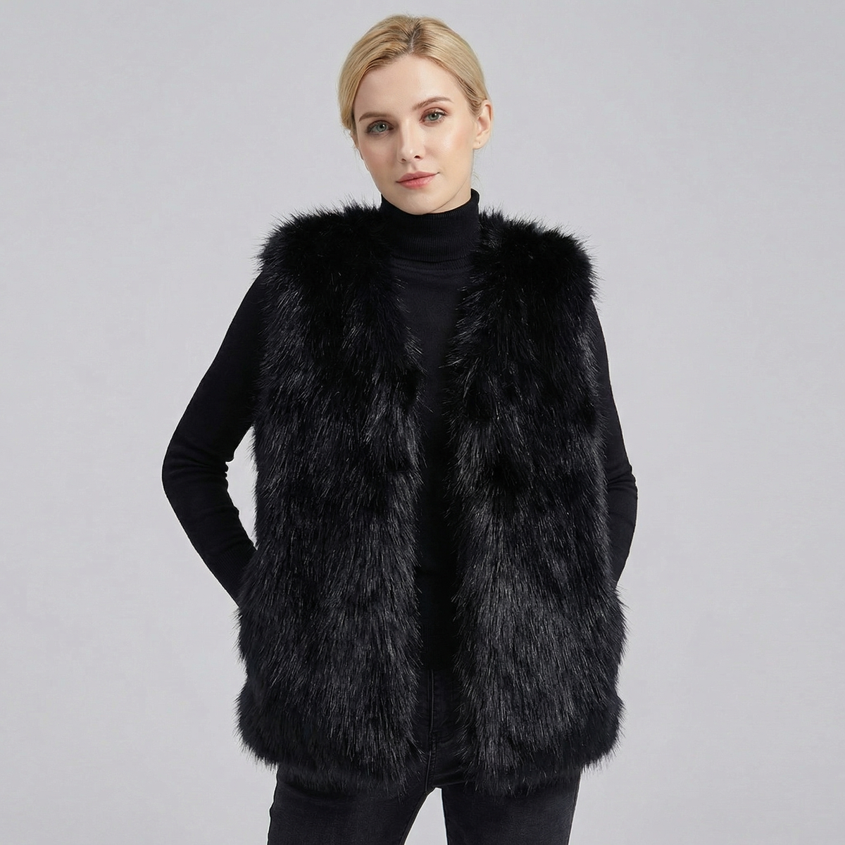 Women's Faux-Fur Sleeveless Fluffy Warm Shoulder Winter Gilet