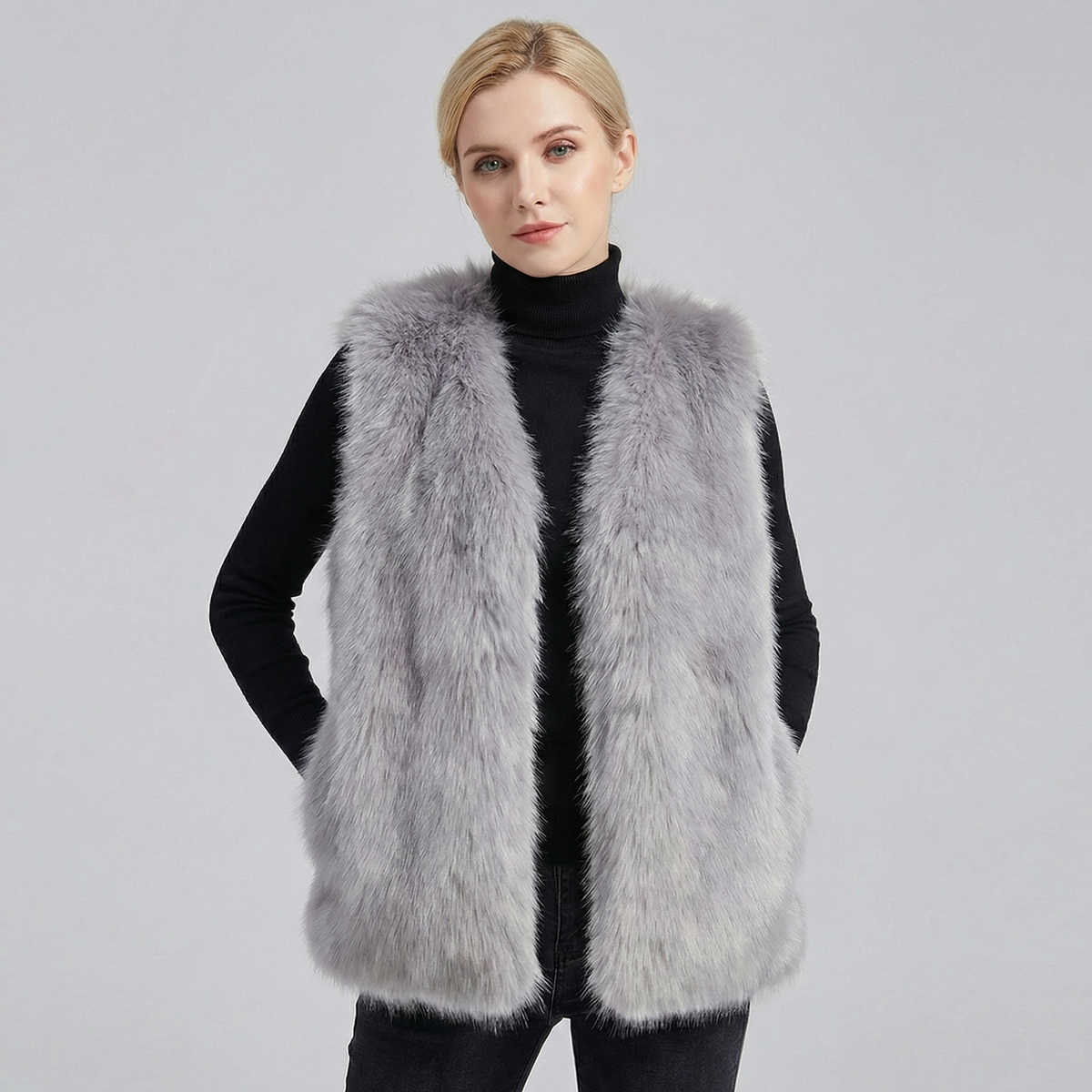 Women's Faux-Fur Sleeveless Fluffy Warm Shoulder Winter Gilet