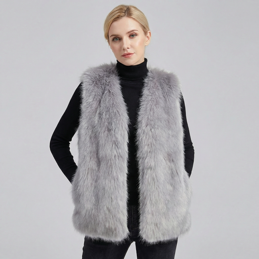 Women's Faux-Fur Sleeveless Fluffy Warm Shoulder Winter Gilet