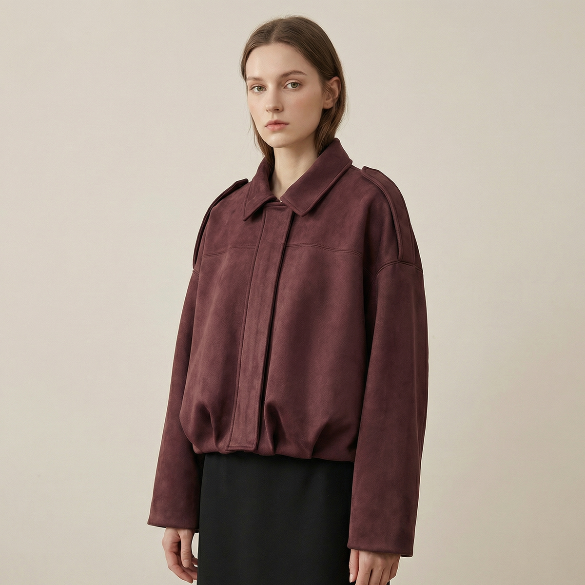 Bomber corto casual da donna con zip