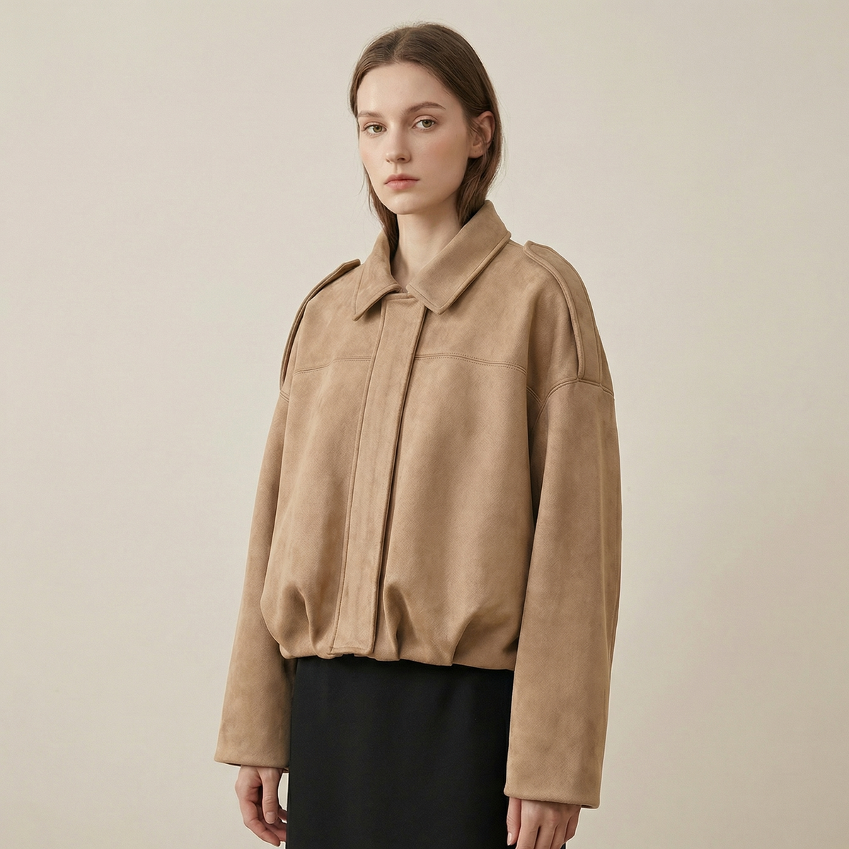 Bomber corto casual da donna con zip