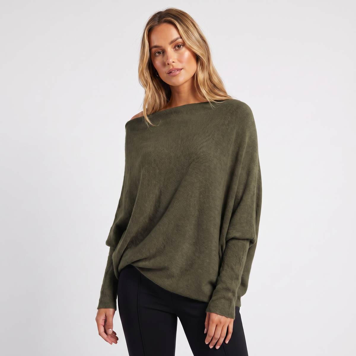 Women's Oversized Batwing Knit Pullover Winter Sweater