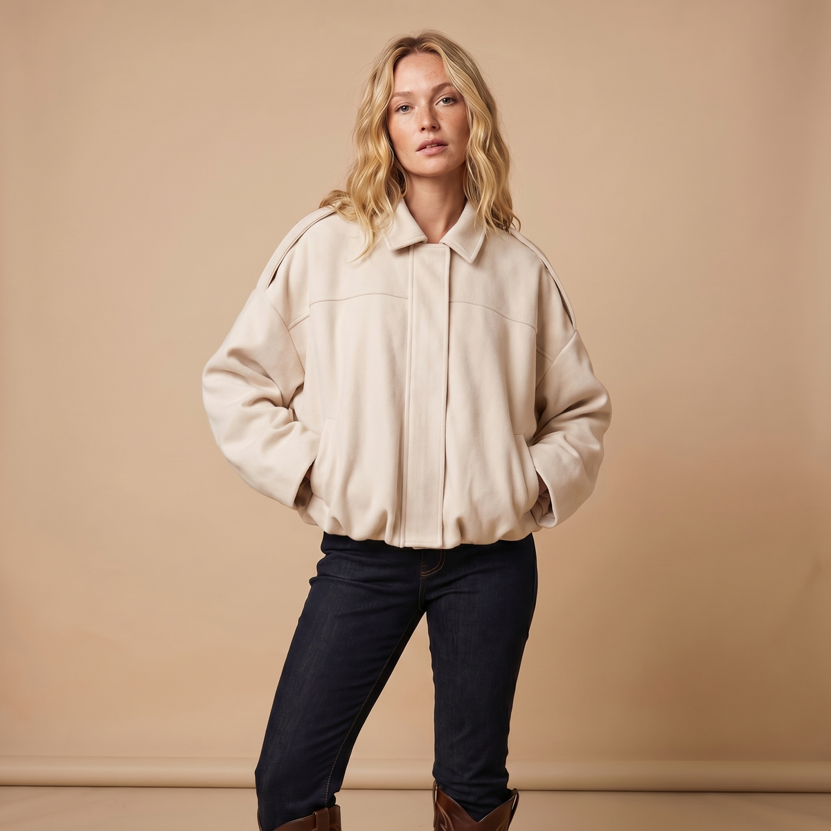 Women's Oversized Faux Suede Zip-Up Moto Bomber Autumn Jacket