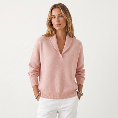 Women's V-Neck Knit Winter Sweater Soft Relaxed-Fit Pullover Knitwear