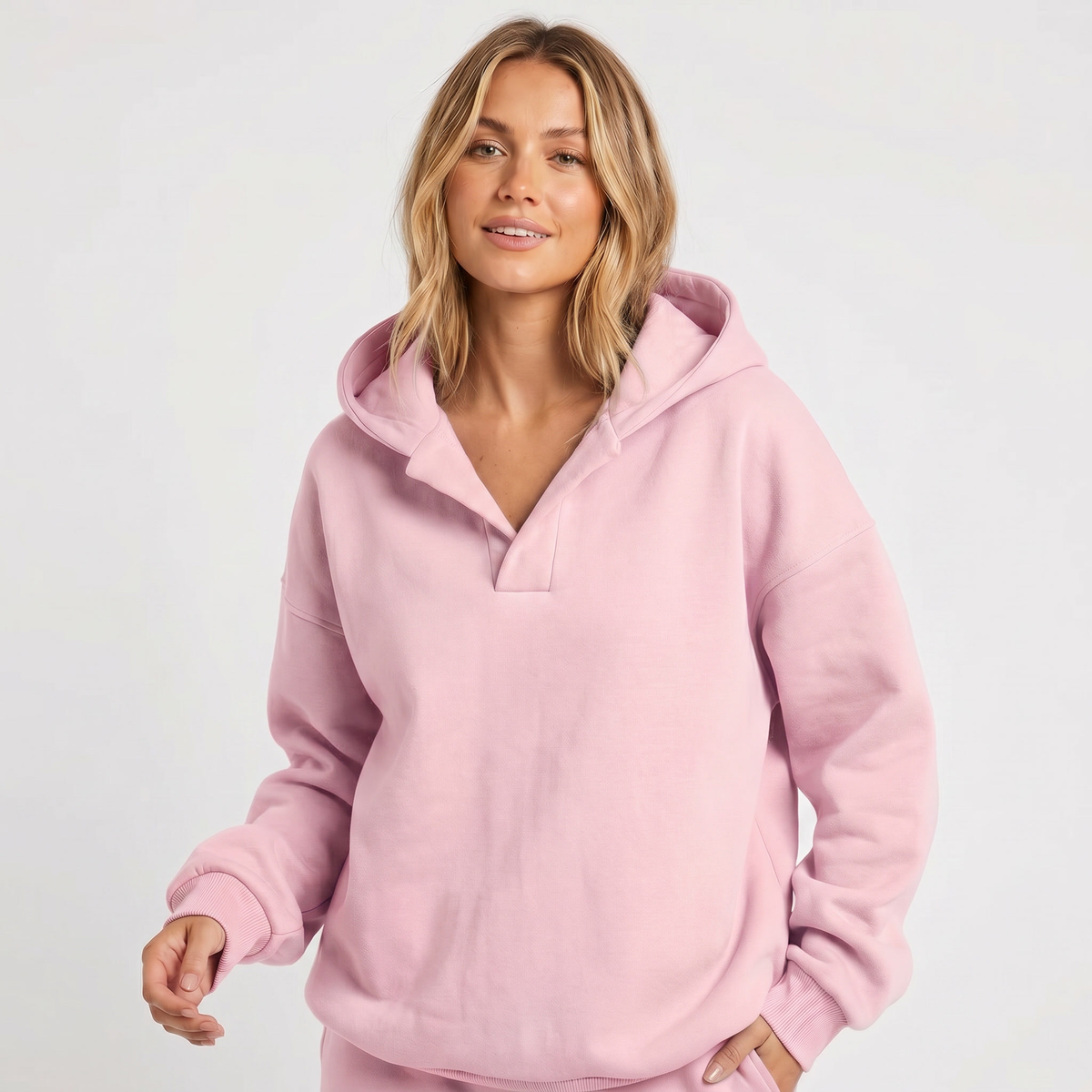 Women's Oversized Soft Fleece V-Notch Winter Sweater