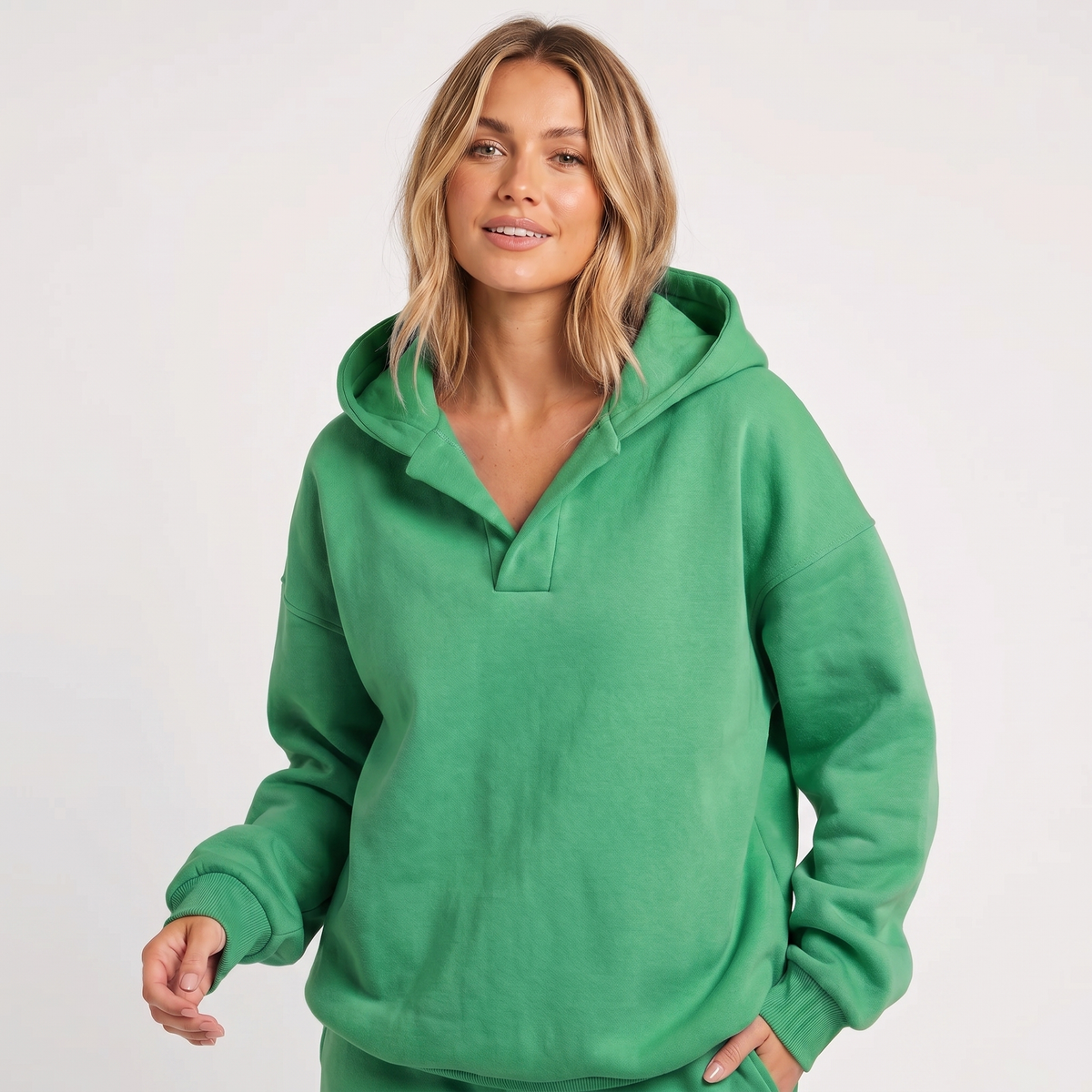 Women's Oversized Soft Fleece V-Notch Winter Sweater