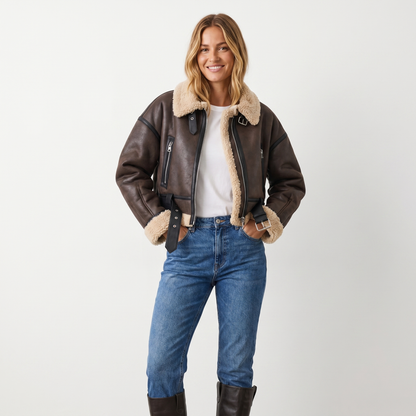 Women's Double-Sided Shearling Warm Bomber Autumn Jacket