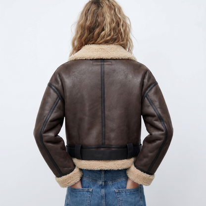 Women's Double-Sided Shearling Warm Bomber Autumn Jacket