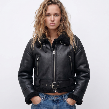 Women's Double-Sided Shearling Warm Bomber Autumn Jacket