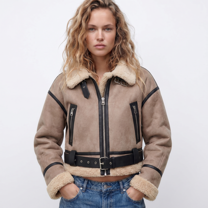 Women's Double-Sided Shearling Warm Bomber Autumn Jacket