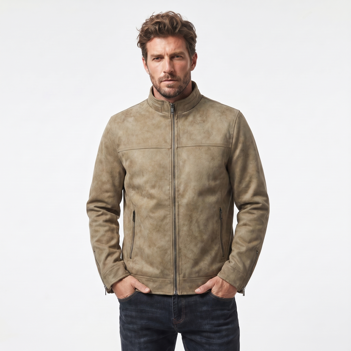 Men's Vintage Distressed Leather Bomber Autumn Jacket