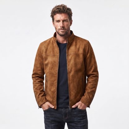 Men's Vintage Distressed Leather Bomber Autumn Jacket