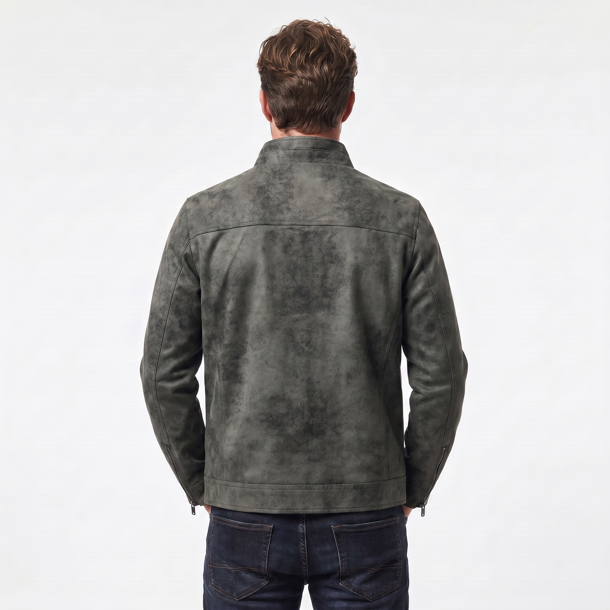 Men's Vintage Distressed Leather Bomber Autumn Jacket