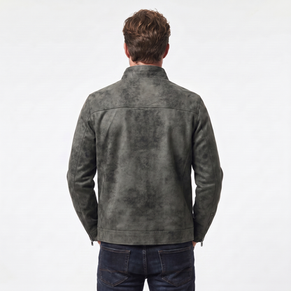 Men's Vintage Distressed Leather Bomber Autumn Jacket
