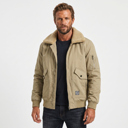 Men's Sherpa Lined Windproof Bomber Autumn Jacket