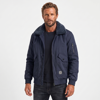 Men's Sherpa Lined Windproof Bomber Autumn Jacket