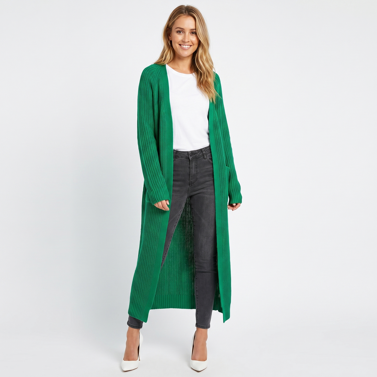 Women's Knee Length Knit Winter Cardigan