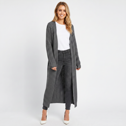 Cardigan in maglia da donna al ginocchio