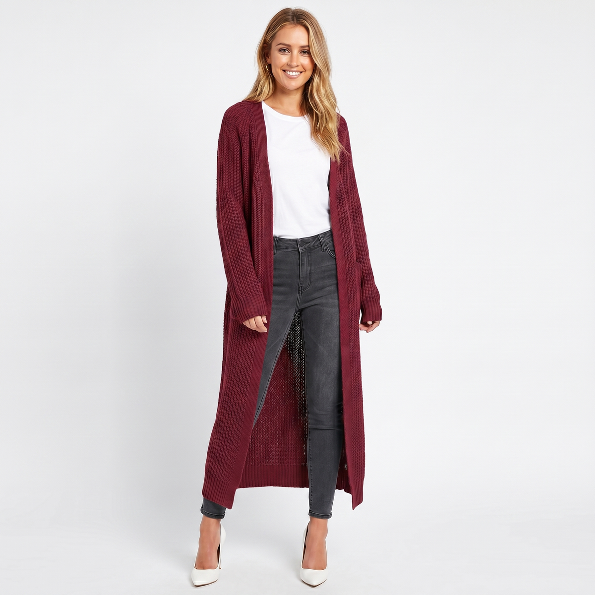 Women's Knee Length Knit Winter Cardigan