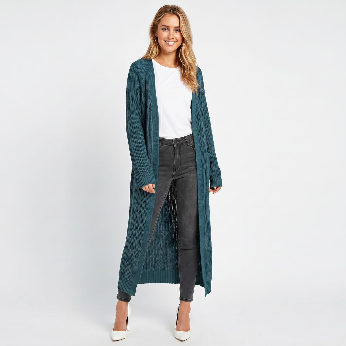Women's Knee Length Knit Winter Cardigan