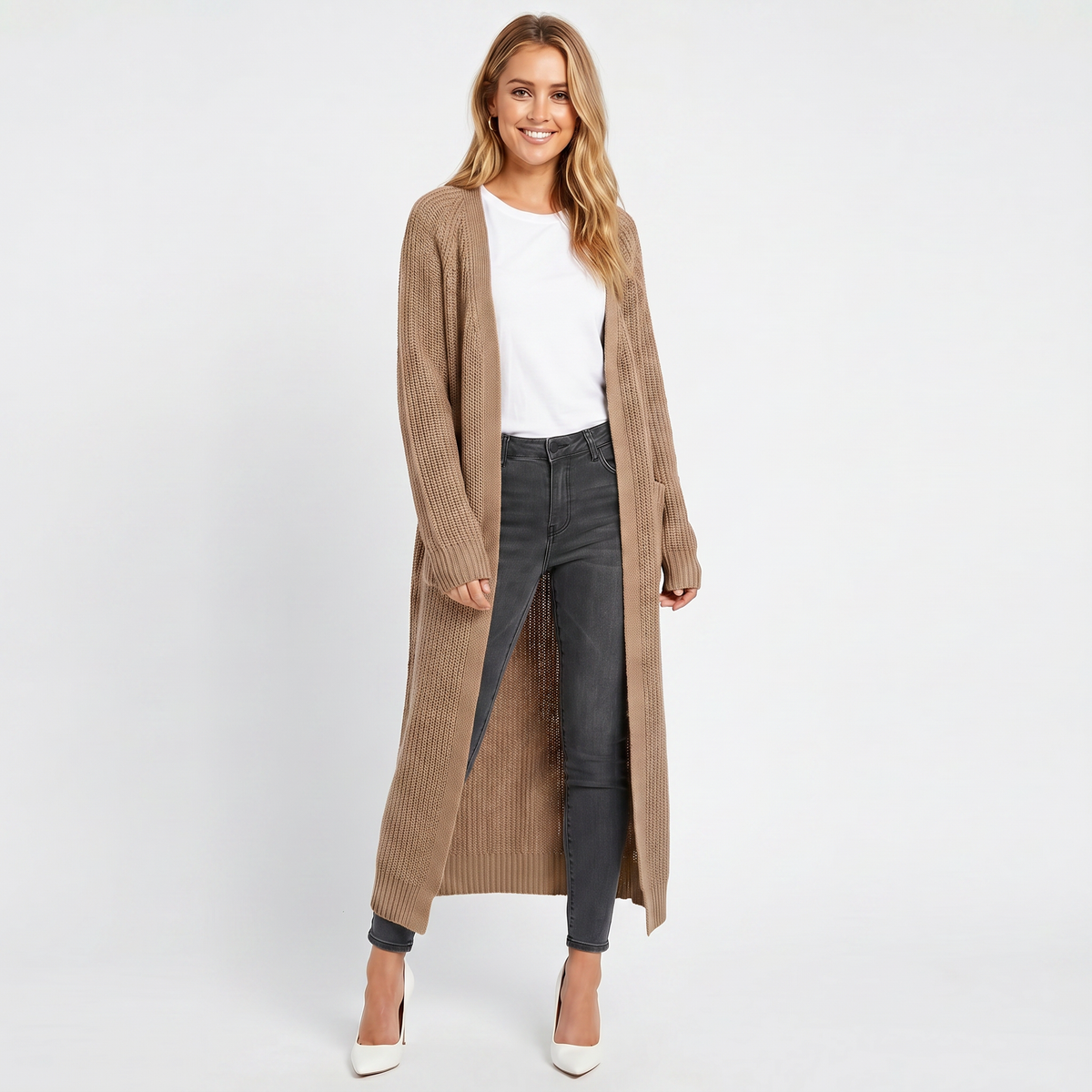 Women's Knee Length Knit Winter Cardigan