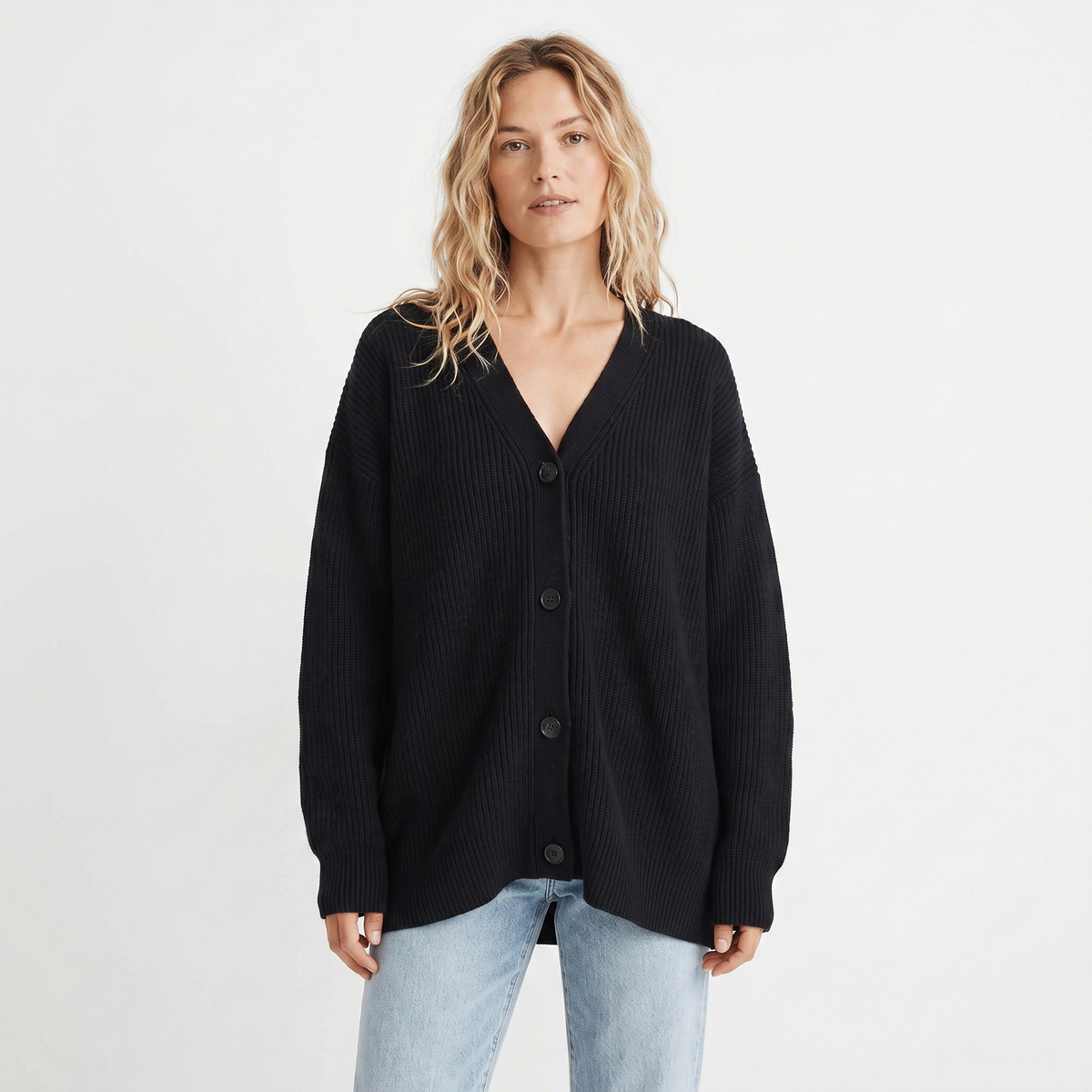 Women's Cardigans For Women Oversized Ribbed V-Neck Knit Winter