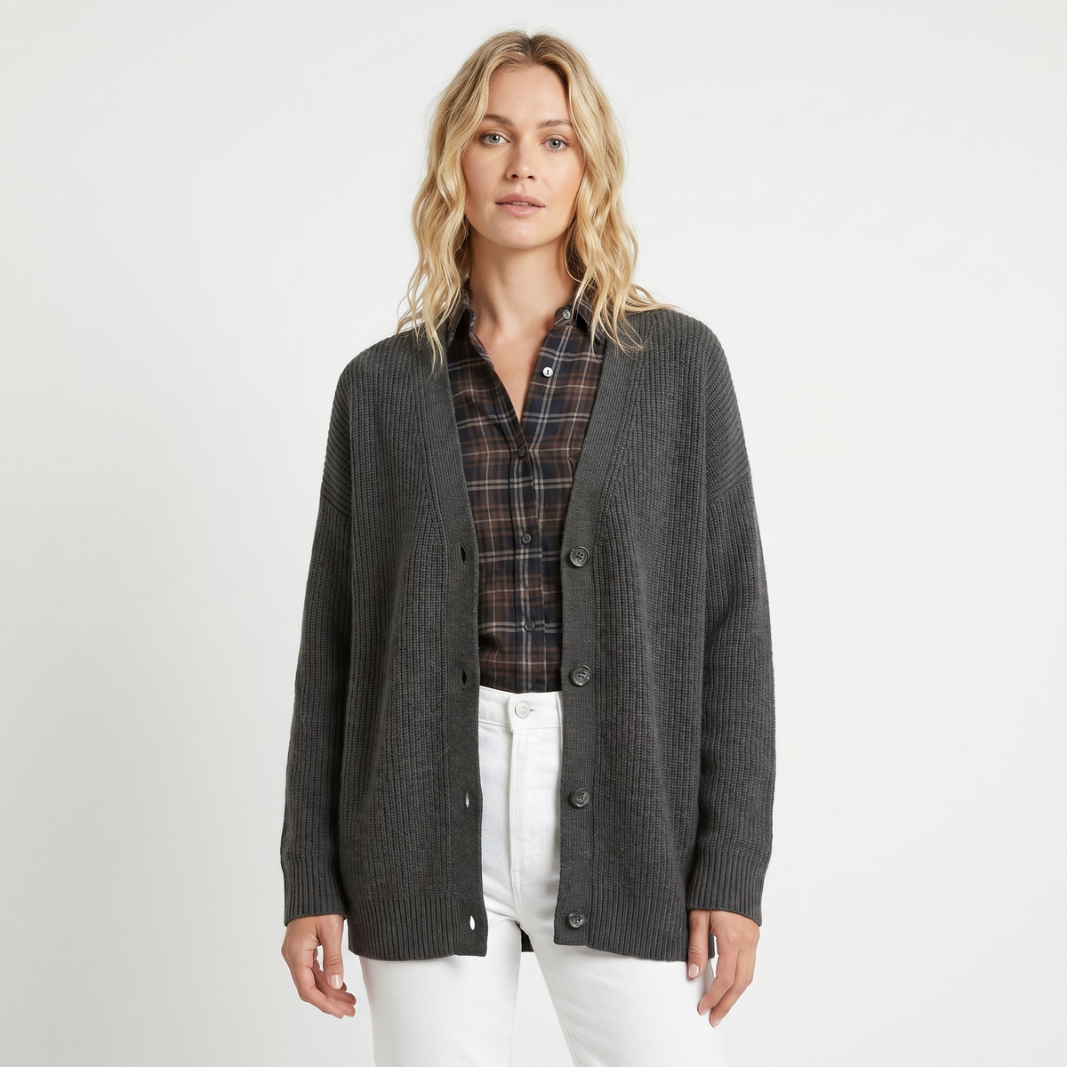 Women's Cardigans For Women Oversized Ribbed V-Neck Knit Winter
