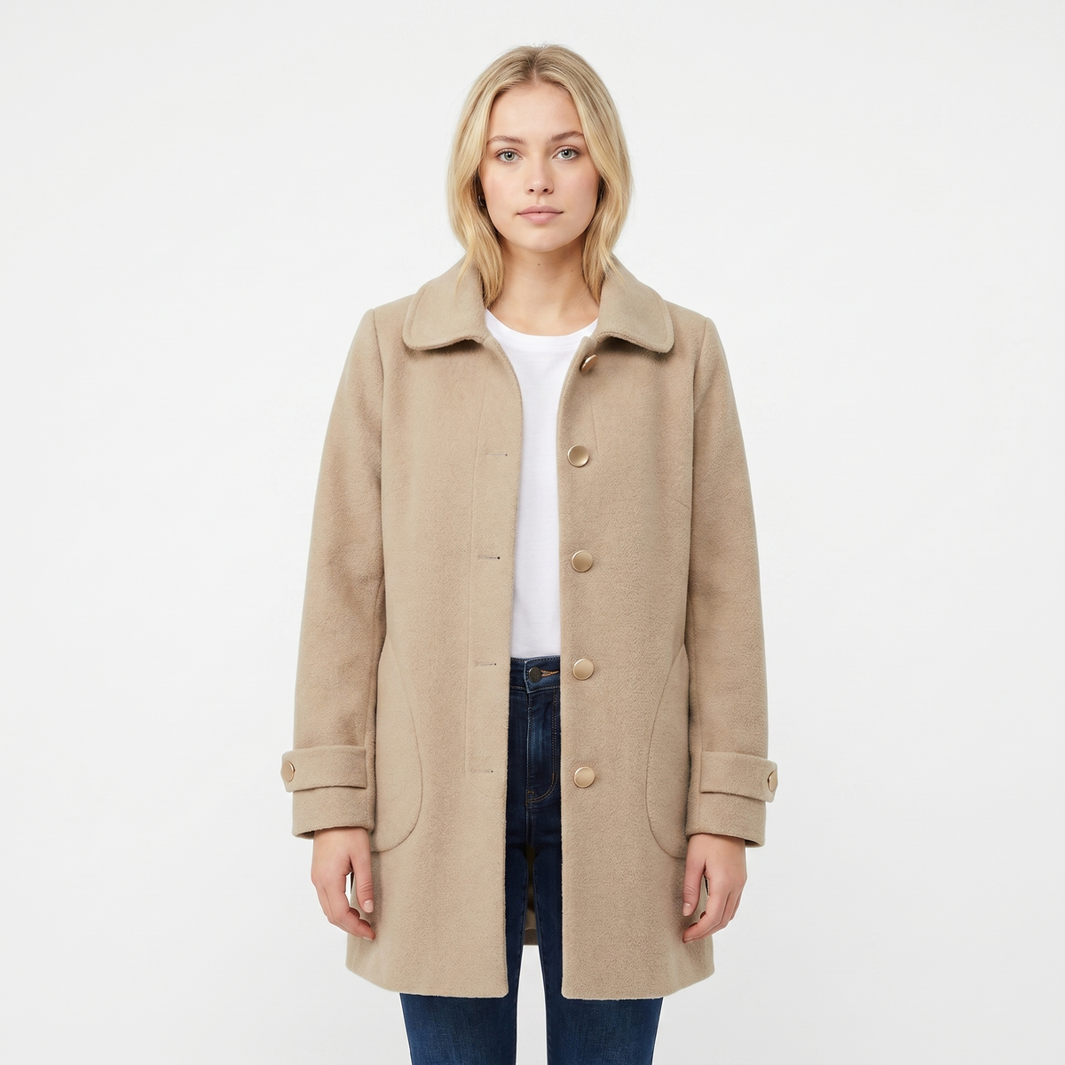 Women's Car Winter Coat Brushed Single-Breasted Mid-Length