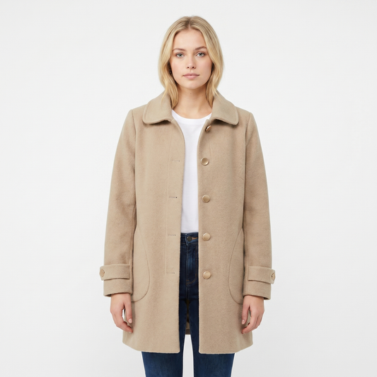 Women's Car Winter Coat Brushed Single-Breasted Mid-Length