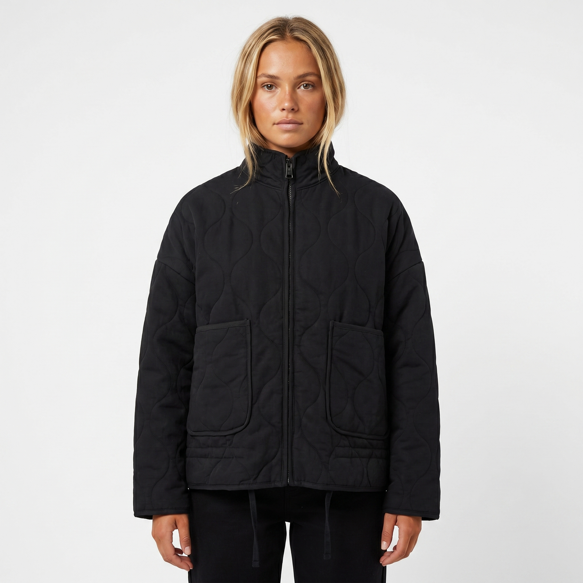 Women's Quilted Anorak Utility Stand Collar Zip-Up Autumn