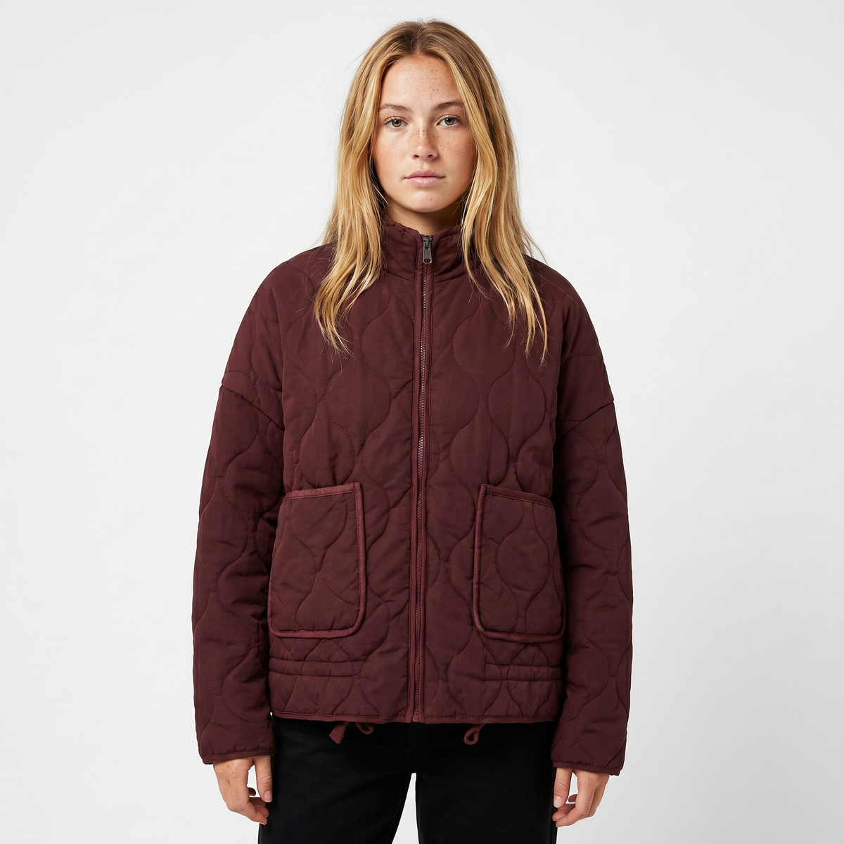 Women's Quilted Anorak Utility Stand Collar Zip-Up Autumn