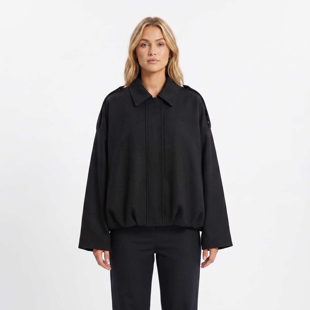 Women's Cropped Bomber Autumn Jacket Suede Drop-Shoulder