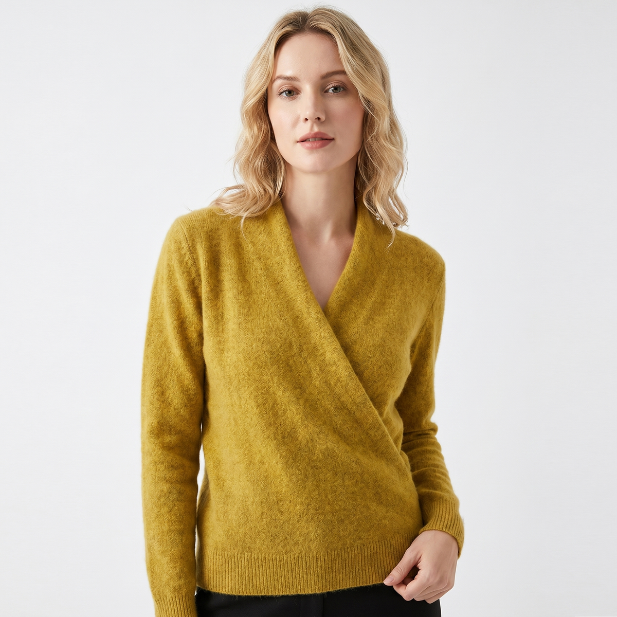 Women's Crossover Winter Sweater Womens Soft Knit V-Neck Wrap Front