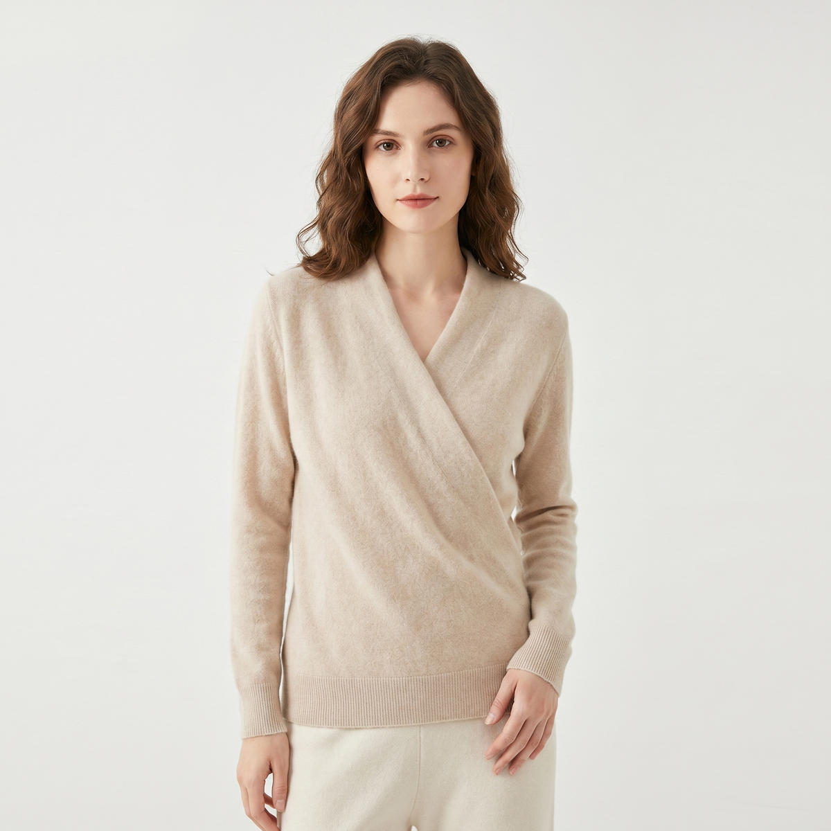 Women's Crossover Winter Sweater Womens Soft Knit V-Neck Wrap Front