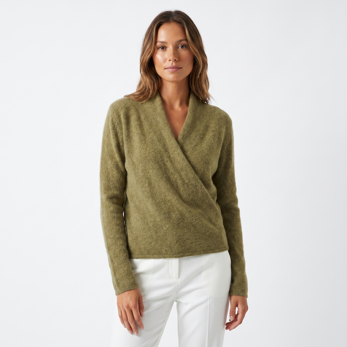 Women's Crossover Winter Sweater Womens Soft Knit V-Neck Wrap Front