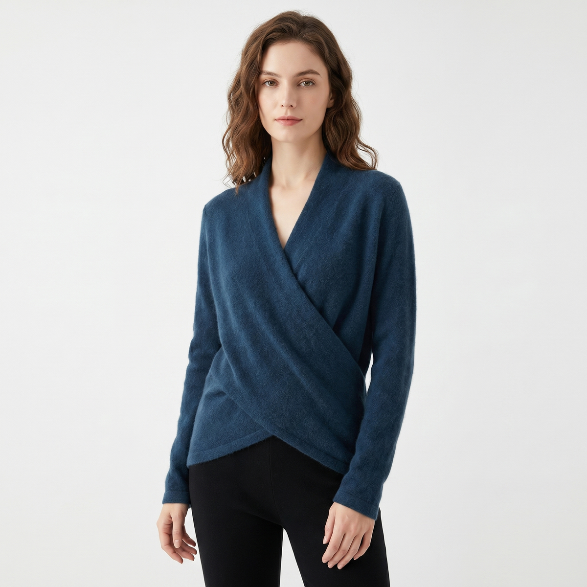Women's Crossover Winter Sweater Womens Soft Knit V-Neck Wrap Front