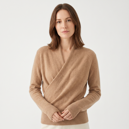 Maglione da donna incrociato – Cashmere scollo a V incrociato sul davanti