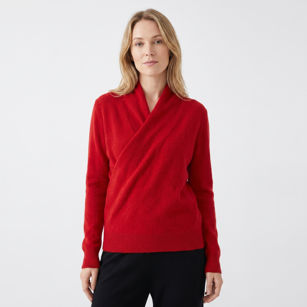Maglione da donna incrociato – Cashmere scollo a V incrociato sul davanti